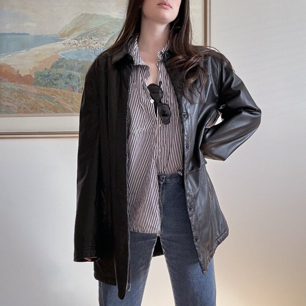 Vintage Armani Collezioni Mens Lambskin Leather Jacket Coat